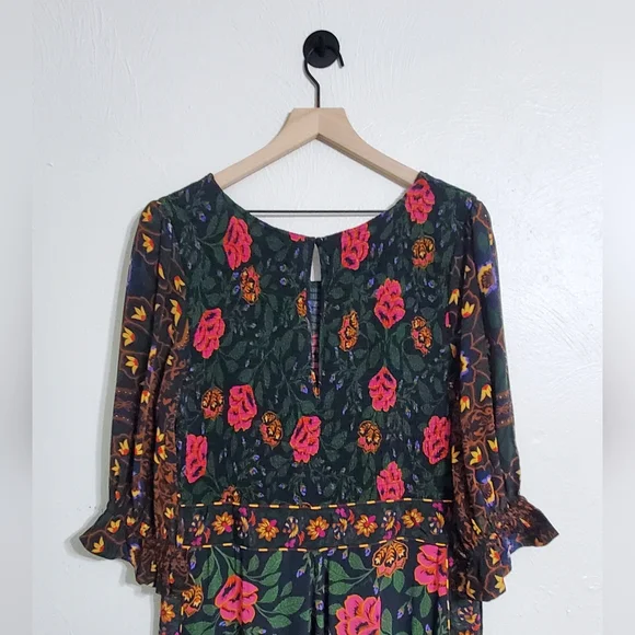 ☆SOLD☆ Farm Rio Anthropologie Smocked Jumpsuit In Black Motif Sz Extra Large - Picture 8 of 8